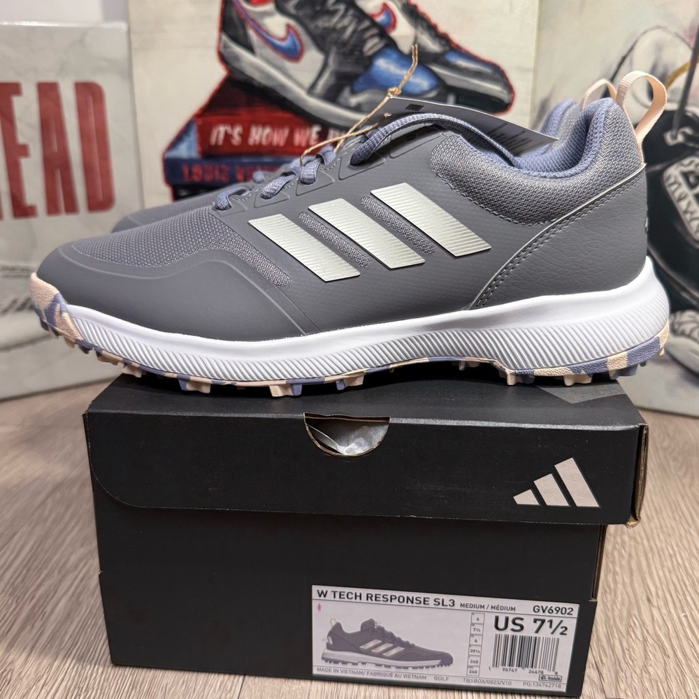 Adidas Tech Response SL 3.0 Women’s Golf Shoes Grey Silver Violet New Size 7-9.5 - Picture 2 of 11